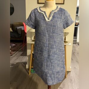 Kate Spade Blue and Cream Tweed Mini Dress